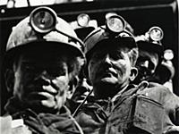 Off shift Miners at the pithead of Clydach Vale co