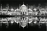 Vintage black and white image of Brighton Pavilion