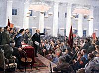 Lenin haranguing deputies of the 2nd Soviet Congre