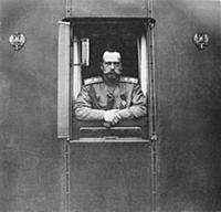 Emperor Nicholas II at window of the own railroad 