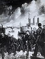 An illustration of sailors from the cruiser Aurora