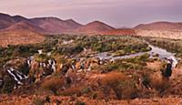 Epupa Falls on the Kunene River just after sunset,