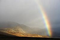 Approaching storm and rainbow over tundra, Hardang