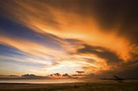Sunset over the water filled Makgadikgadi Pans, Bo