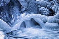 Partially frozen waterfall, Basel-Land, Switzerlan