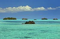 Rock islands in shallow water, Aldabra, Seychelles