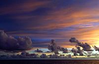 Clouds above sea and island, Aldabra, Seychelles