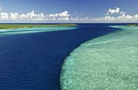 Aerial view of tidal channel, Aldabra, Seychelles