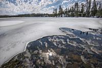 Lake ice thawing,early spring, Minnesota