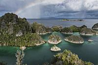 Islands and rainbow, Penemu Island, Raja Ampat Isl