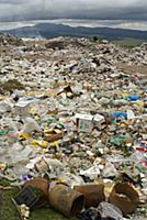 Uncontrolled landfill with large amount of plastic