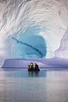 Tourists in zodiac near iceberg, Scoresby Sound, G