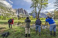 Photographers photographing Yosemite Falls, Yosemi