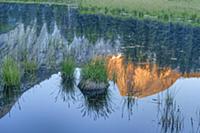 Granite peak reflected at sunset, Half Dome, Yosem