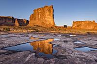 The Organ reflect in pool, Arches National Park, U