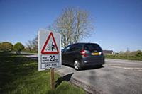 Transport, Road, Cars, resurfaced road with sign w