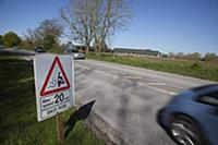 Transport, Road, Cars, resurfaced road with sign w