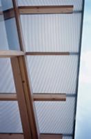 Detail of roof overhang - roof of plastic panels o