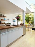 Kitchen island in open-plan kitchen of contemporar