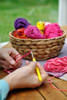 Woman crocheting