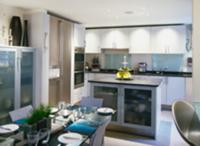 Festive, set table and central kitchen island in m