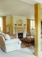 Traditional, country house living room with cosy o