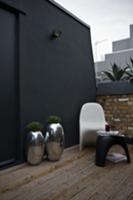 Chrome planters and designer garden furniture agai