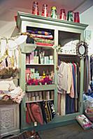 Shabby chic shop - painted wardrobes without doors