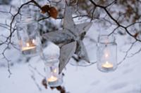 Home-made lanterns at dusk