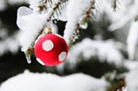 Red and white Christmas bauble