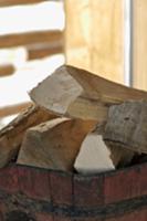 Logs in wooden crate