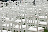 White chairs on lawn