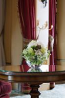 Flower arrangement on a hotel table