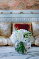 Flower arrangement on marble table