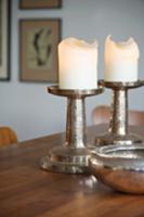 Chunky, hammered silver candlesticks and matching 