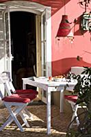 Breakfast table on balcony