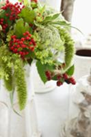 Summery flower bouquet as a table decoration (clos