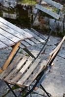 Garden chairs around table