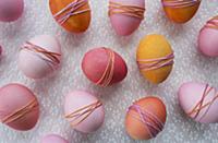 Dyed Easter eggs wrapped with yarn (full picture)