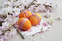 Sprigs of cherry blossom & dyed eggs wrapped with 