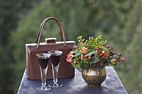 Autumn still-life arrangement with posy of berries