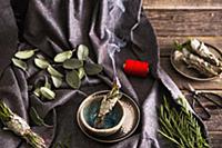 Smoking sage smudge in bowl