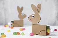 Easter bunnies made from matchboxes and paper