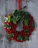 Viburnum trilobum berries wreath, (snowball)