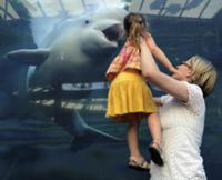 На фото: 3-летняя Вероника и Белуха Джуно в океана