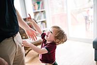 Father and son playing