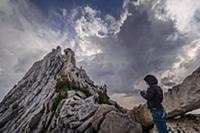 Climber resting on peak, Tuolumne Meadows, Yosemit
