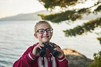 Girl with binoculars