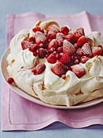 Strawberry and redcurrant pavlova with whipped cre