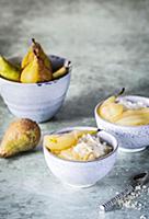 Rice pudding with pears and white chocolate